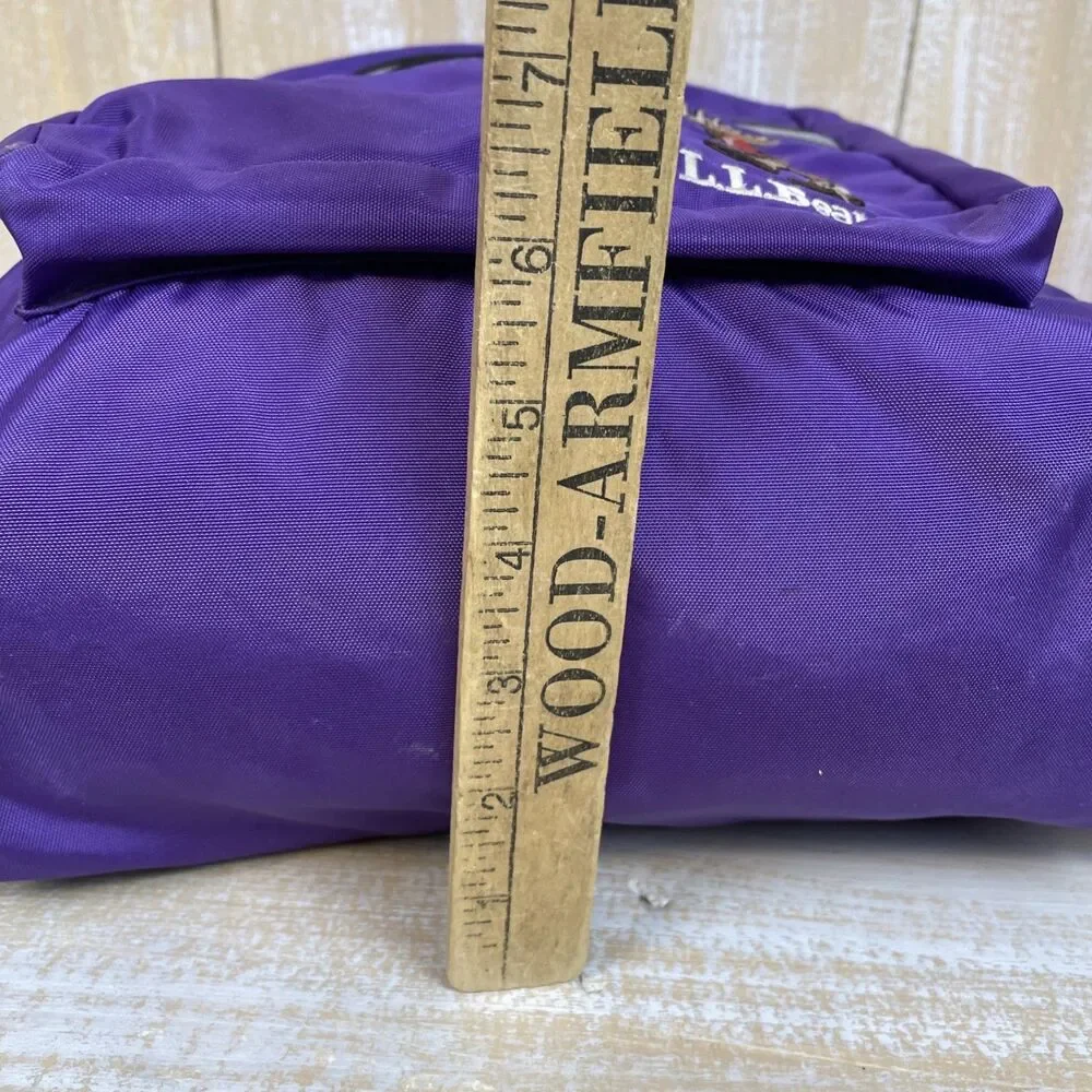 Vintage 90’s LL Bean Youth Backpack Purple w/Embroidered Moose Reflective Strip